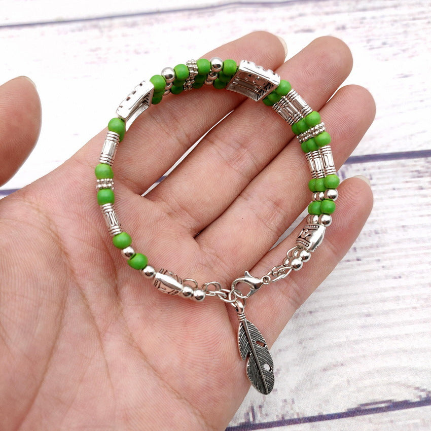 Wholesale Hollow Out Round Three Layers Multicolor Turquoise Zinc Alloy Bracelet